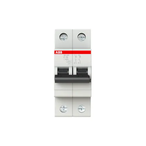ABB Miniature circuit breaker (MCB), SH200, 2P, 10A, C curve, 6kA — 2CDS212001R0104