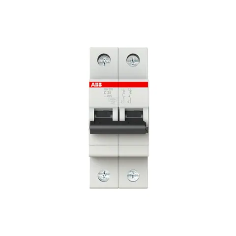 ABB Miniature circuit breaker (MCB), SH200, 2P, 25A, C curve, 6kA — 2CDS212001R0254