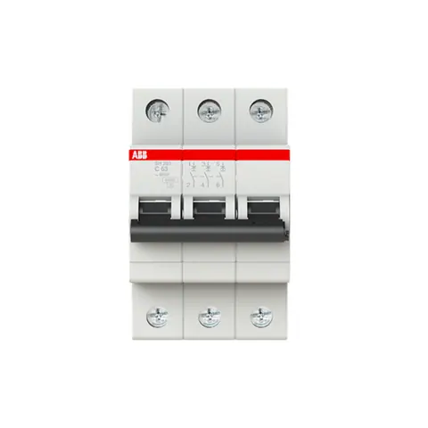 ABB Miniature circuit breaker (MCB), SH200, 3P, 63A, C curve, 6kA — 2CDS213001R0634