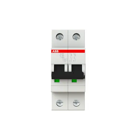 قاطع دائرة مصغّر MCB إيه بي بي S200، قطبان، 20 أمبير، منحنى C — 2CDS252001R0204