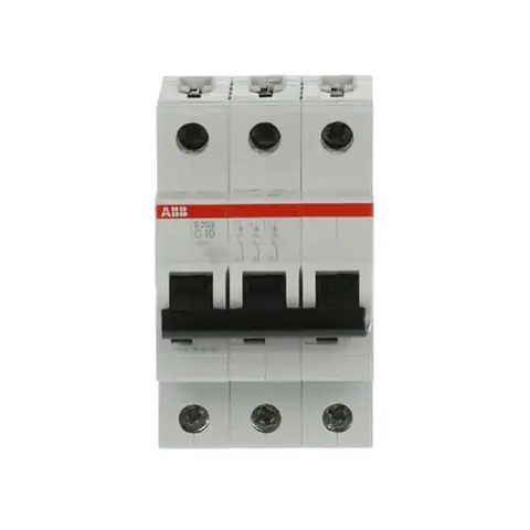قاطع دائرة مصغّر MCB إيه بي بي S200، 3 أقطاب، 10 أمبير، منحنى C — 2CDS253001R0104