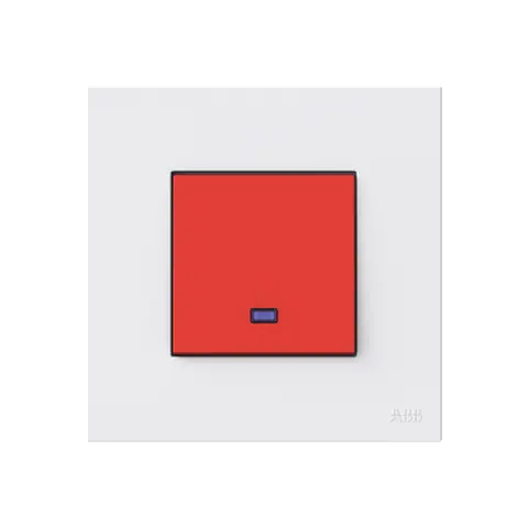ABB Switch, Zenit, 1-gang, 1-way, DP, 45AX, premium rocker, with LED indicator, with frame, RJ, White — 2CLA220149B1101