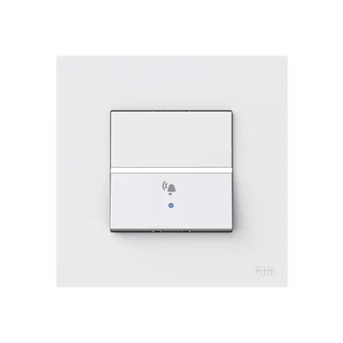 ABB Push button switch, Zenit, 1-gang, 1-way, SP, 10AX, premium rocker, bell symbol, with frame, White — 2CLA220449B1101