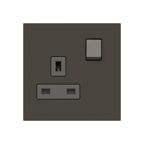 ABB British Standard switched socket outlet, Zenit, 1-gang, DP, 13A, Anthracite — 2CLA223739B1801