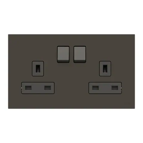 ABB British Standard switched socket outlet, Zenit, 2-gang, DP, 13A, Anthracite — 2CLA243719B1801