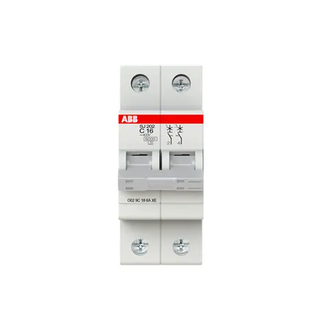 ABB Miniature circuit breaker (MCB), SJ200, 2P, 16A, C curve, 6kA — 2TAZ141200R0164