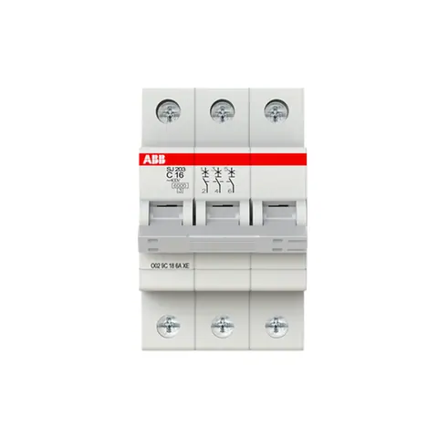ABB Miniature circuit breaker (MCB), SJ200, 3P, 16A, C curve, 6kA — 2TAZ141300R0164