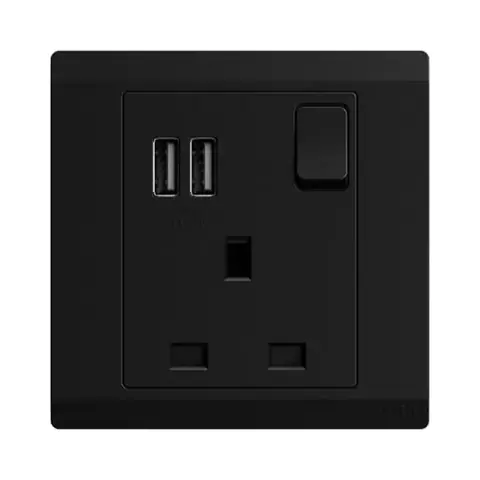 مقبس بمفتاح بريطاني إيه بي بي Inora BL261-885، وحدة واحدة، ثنائي القطب DP، 13 أمبير، مع شاحن USB — 2TCZ172016R4440