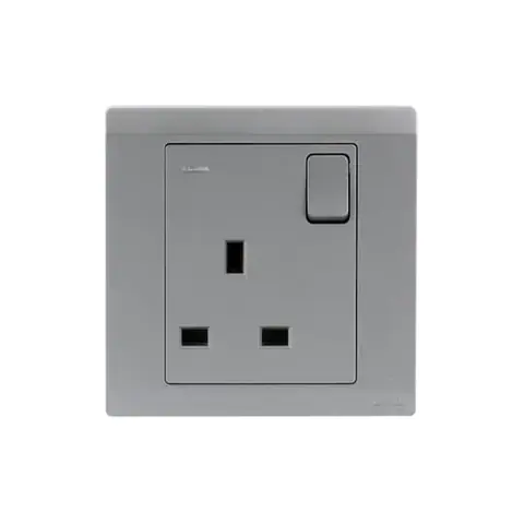 ABB British Standard switched socket outlet, Inora BL238-G, 1-gang, DP, 13A, with Neon indicator — 2TCZ172096R2240