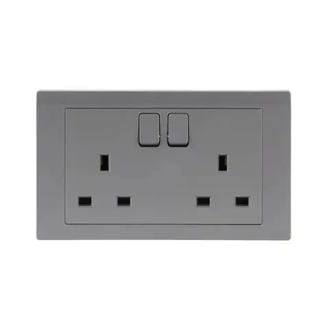 ABB British Standard switched socket outlet, Inora BL239-G, 2-gang, DP, 13A — 2TCZ172097R2240