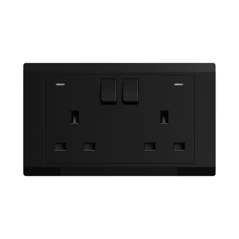 ABB British Standard switched socket outlet, Inora BL240-885, 2-gang, DP, 13A, with Neon indicator — 2TCZ172098R4440