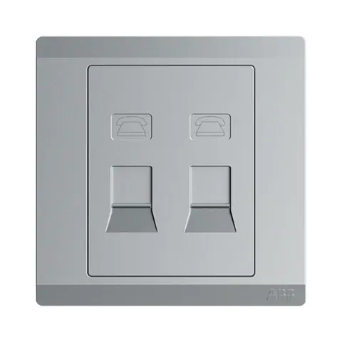 ABB RJ11 telephone outlet, Inora BL322-G, 2-gang — 2TCZ173012R2210