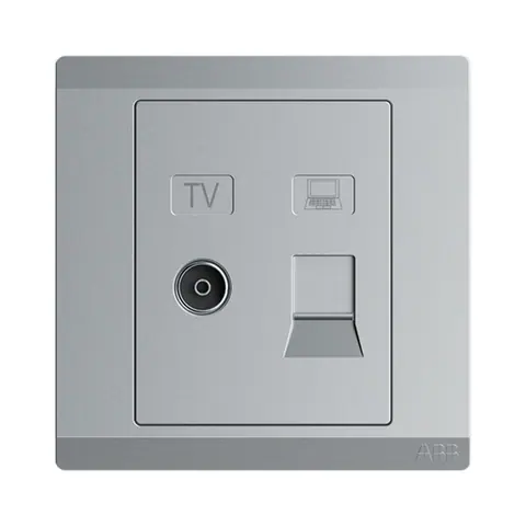مخرج تلفزيون ومخرج بيانات RJ45 إيه بي بي Inora BL325-G، وحدتان، فئة Cat 5e — 2TCZ173016R2210