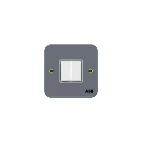 ABB Switch, Metal Clad BM102, 2-gang, 1-way, 10AX, with metal mounting box — 2TCZ741006R0030