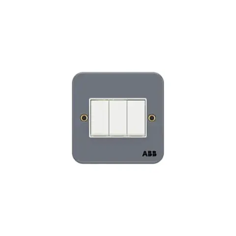 مفتاح كهربائي إيه بي بي Metal Clad BM103، 3 وحدات، أحادي الاتجاه، 10AX، مع علبة تركيب معدنية — 2TCZ741008R0030