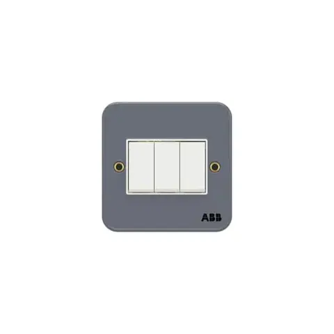 ABB Switch, Metal Clad BM107, 3-gang, 2-way, 10AX, with metal mounting box — 2TCZ741009R0030