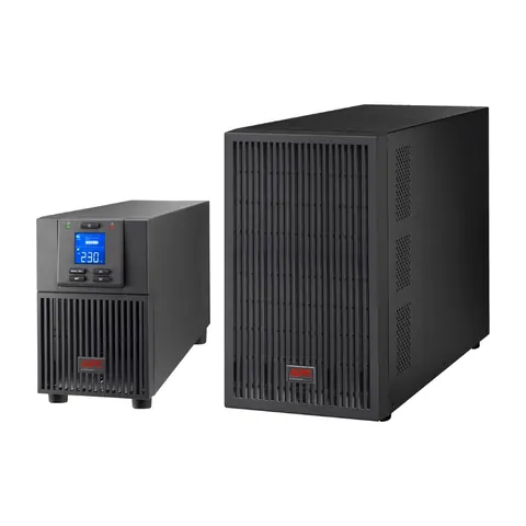 APC Easy UPS On-Line, 3kVA/2400W, Tower, 230V, 6x IEC C13 + 1x IEC C19 outlets, Intelligent Card Slot, LCD, Extended runtime — SRV3KIL