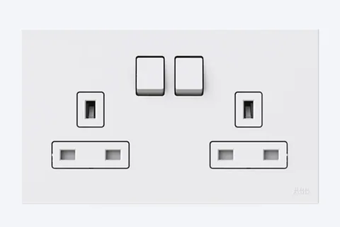 ABB British Standard switched socket outlet, Zenit, 2-gang, DP, 13A, White — 2CLA243719B1101