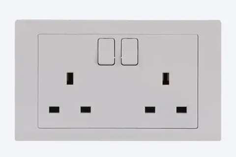 ABB British Standard switched socket outlet, Inora BL239, 2-gang, DP, 13A — 2TCZ172097R0040