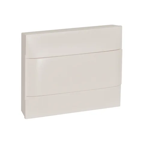 Legrand Practibox S cabinets — Practibox S surface-mounting cabinet, 12 modules, 1 row, White door, with earth and neutral terminal blocks, 236 x 328 x 107 mm (H x W x D), White — 1 352 01