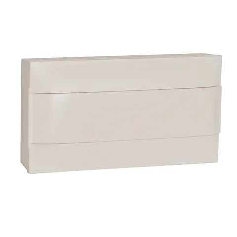 Legrand Practibox S cabinets — Practibox S surface-mounting cabinet, 18 modules, 1 row, White door, without terminal blocks, 236 x 436 x 107 mm (H x W x D), White — 1 371 06