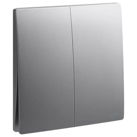 Legrand Mallia Senses — Push-buttons 10 A - 250 V~ — 2-gang - N/O contact (push to make), Dark Silver — 2 810 42DS