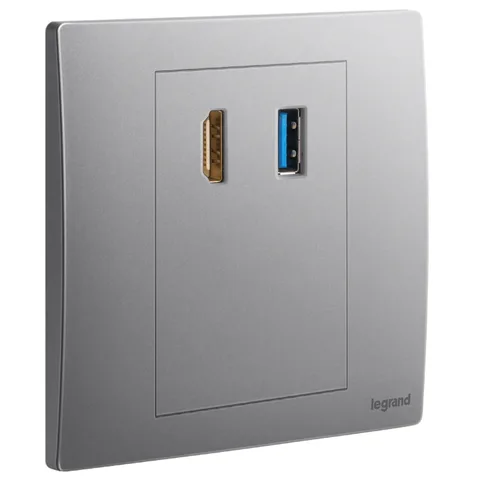 مقبس بيانات HDMI / USB ليجراند ماليا سينسز، فضي داكن — 2 810 21DS