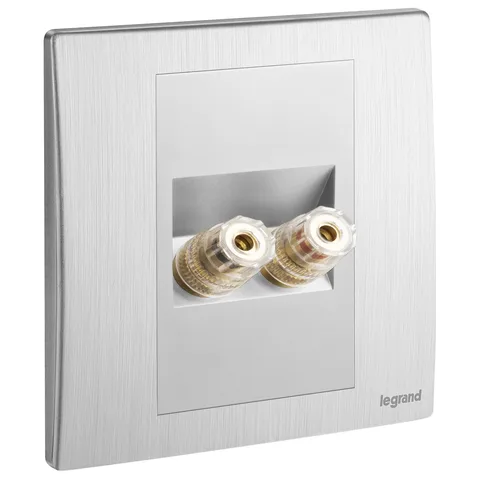 Legrand Mallia Senses — Audio and video sockets — Single loudspeaker sockets, Brushed Alum — 2 810 31BA
