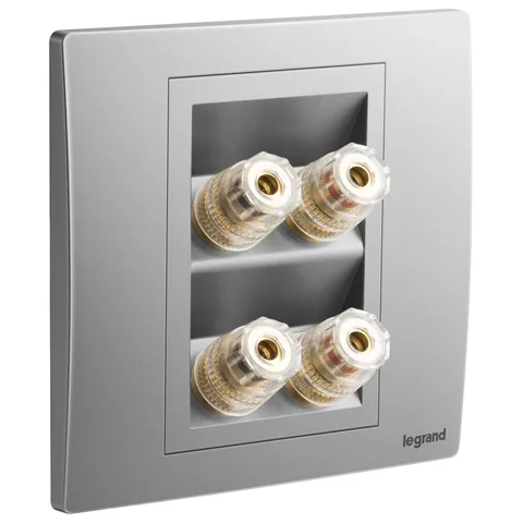 Legrand Mallia Senses — Audio and video sockets — Double loudspeaker sockets, Dark Silver — 2 810 32DS