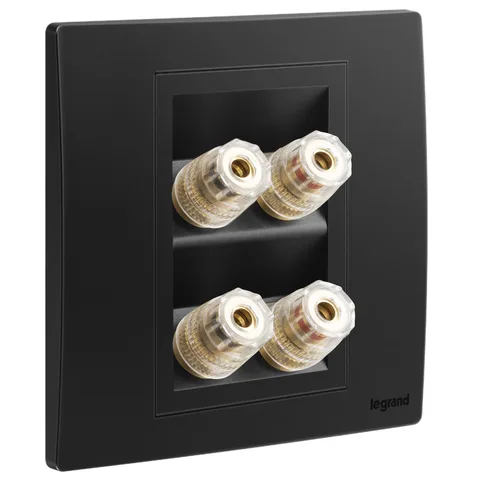 Legrand Mallia Senses — Audio and video sockets — Double loudspeaker sockets, Matt Black — 2 810 32MB