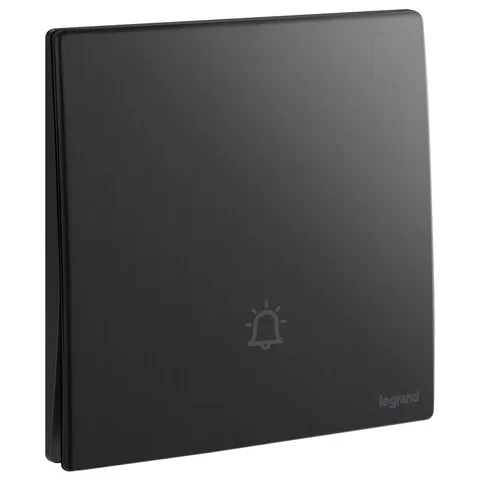 Legrand Mallia Senses — Push-buttons 10 A - 250 V~ — 1-gang - N/O contact with bell symbol, Brushed Black — 2 810 40BB