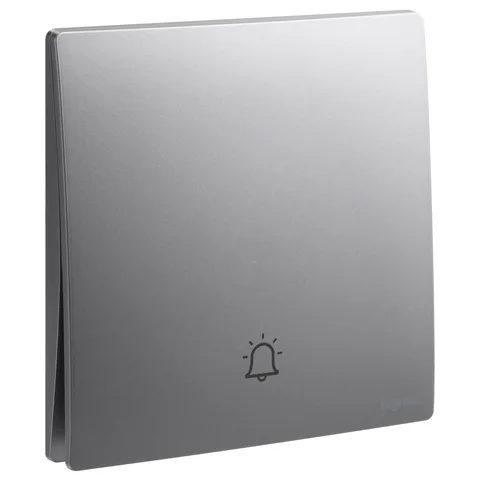 Legrand Mallia Senses — Push-buttons 10 A - 250 V~ — 1-gang - N/O contact with bell symbol, Dark Silver — 2 810 40DS