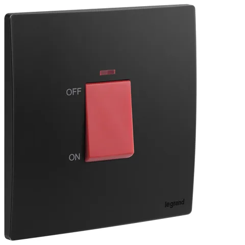 Legrand Mallia Senses — 45A DP Switch Neon, Matt Black — 2 810 71MB