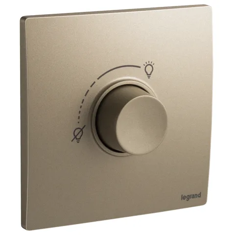 Legrand Mallia Senses — Dimmers — 300 W rotary dimmer without neutral, Dark Bronze — 2 810 86DB
