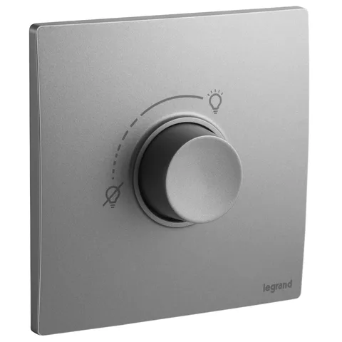 Legrand Mallia Senses — Dimmers — 500 W rotary dimmer without neutral, Dark Silver — 2 810 80DS