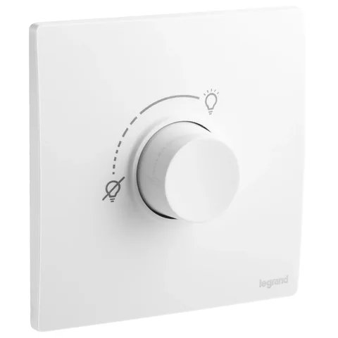 Legrand Mallia Senses — Dimmers — 300 W rotary dimmer without neutral, Matt White — 2 810 86MW