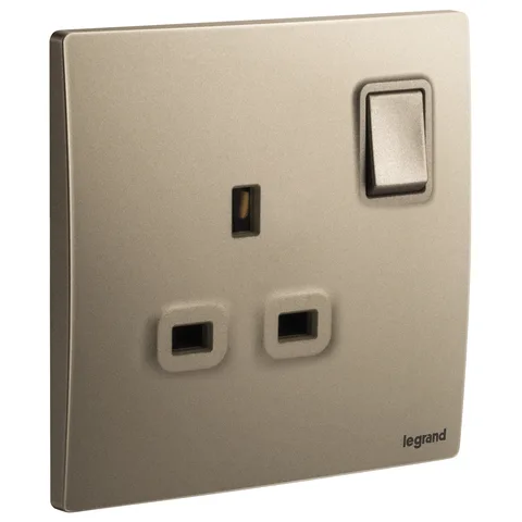 Legrand Mallia Senses — British standard double pole socket outlets 13 A - 250 V~ — 1-gang - switched, Dark Bronze — 2 811 16DB