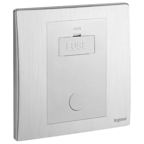 Legrand Mallia Senses — 13 A fused connection units — Unswitched, Brushed Alum — 2 811 40BA