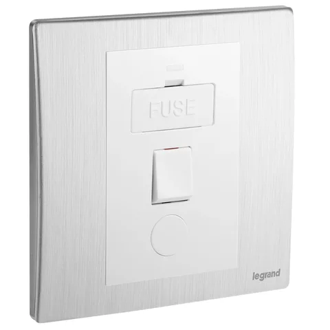 Legrand Mallia Senses — 13 A fused connection units — Switched, Brushed Alum — 2 811 41BA