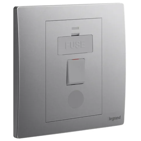 Legrand Mallia Senses — 13 A fused connection units — Switched, Dark Silver — 2 811 41DS