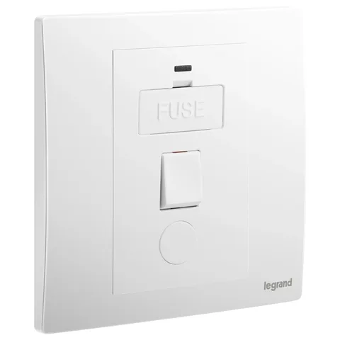 Legrand Mallia Senses — 13 A fused connection units — Switched with red LED power indicator, Matt White — 2 811 42MW