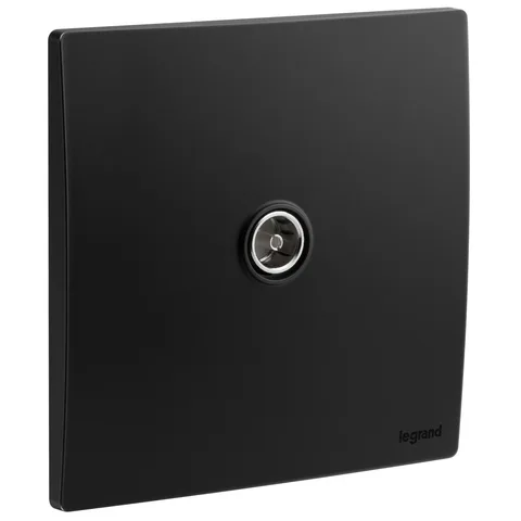 Legrand Mallia Senses — Single television sockets — Female TV sockets - star attenuation, Matt Black — 2 811 51MB