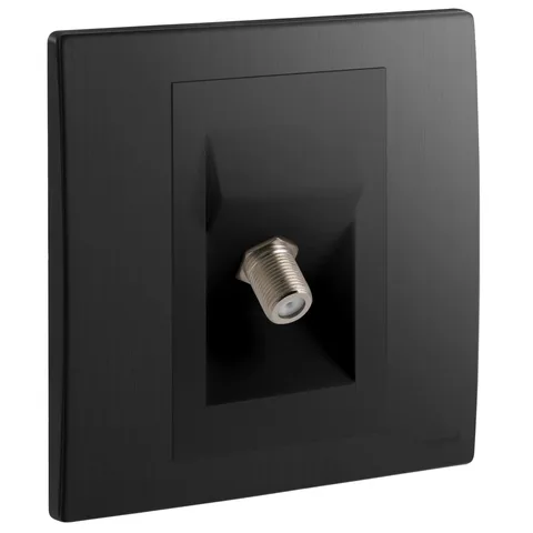 Legrand Mallia Senses — Single television sockets — TV sockets "F" type with screws, Brushed Black — 2 811 52BB