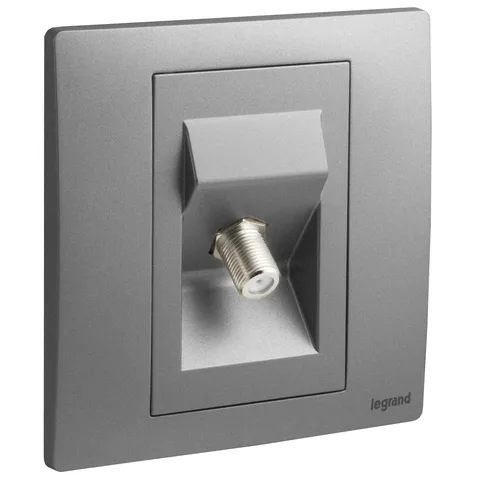Legrand Mallia Senses — Single television sockets — TV sockets "F" type with screws, Dark Silver — 2 811 52DS