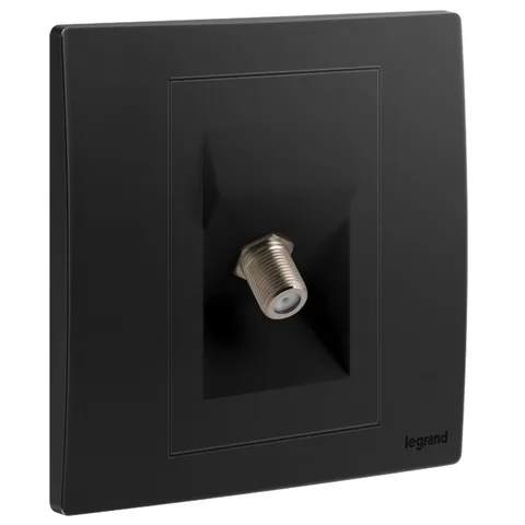 Legrand Mallia Senses — Single television sockets — TV sockets "F" type with screws, Matt Black — 2 811 52MB