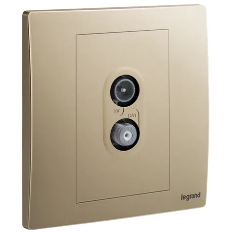 Legrand Mallia Senses — Multiple entries television sockets — TV-SAT sockets - star attenuation < 1.5 dB, Dark Bronze — 2 811 53DB