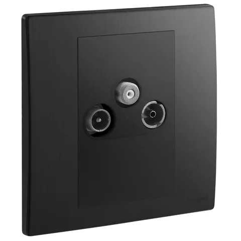 Legrand Mallia Senses — Multiple entries television sockets — TV-R-SAT sockets - star attenuation < 1.5 dB, Brushed Black — 2 811 57BB