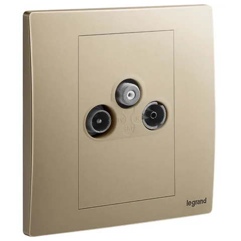 Legrand Mallia Senses — Multiple entries television sockets — TV-R-SAT sockets - star attenuation < 1.5 dB, Dark Bronze — 2 811 57DB