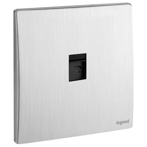 مقبس هاتف RJ11 ليجراند ماليا سينسز، ألمنيوم مصقول — 2 811 60BA