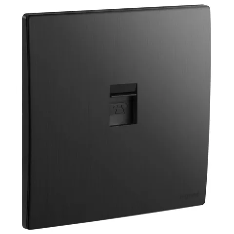 Legrand Mallia Senses — Telephone sockets — RJ 11 sockets - 4 contacts, Brushed Black — 2 811 60BB